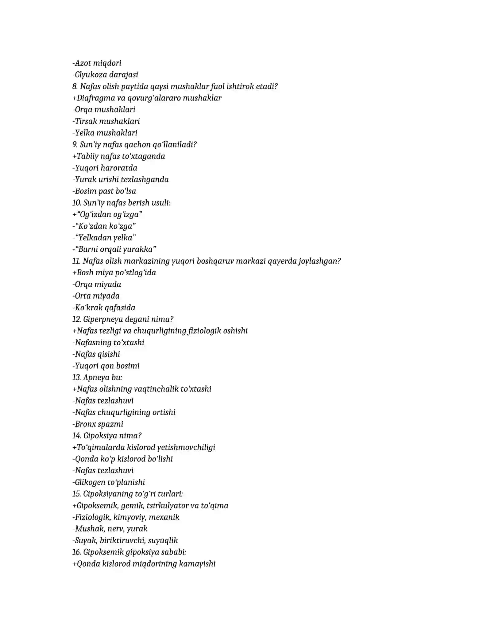 Nafas olish turlari va gipoksiya 2