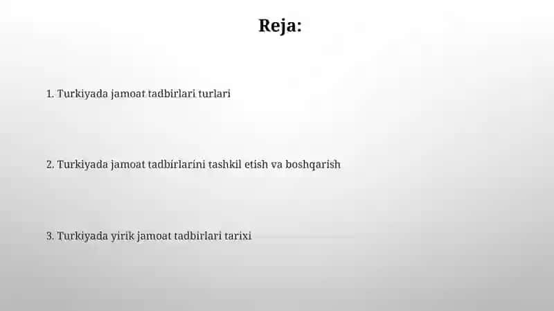 Turkiya davlatining ommaviy tadbirlari 2