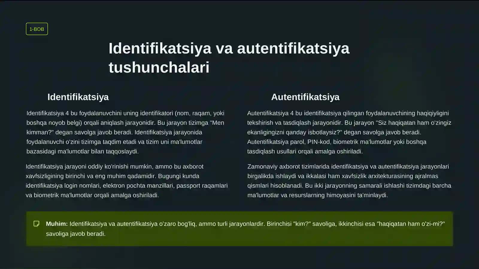 Biometrik Identifikatsiya va Autentifikatsiya 2