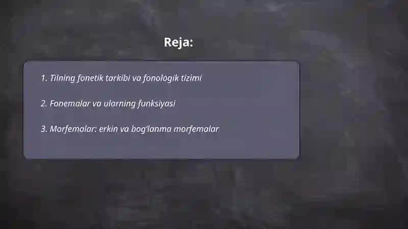 Tilning tarkibi. Lison va nutq 2