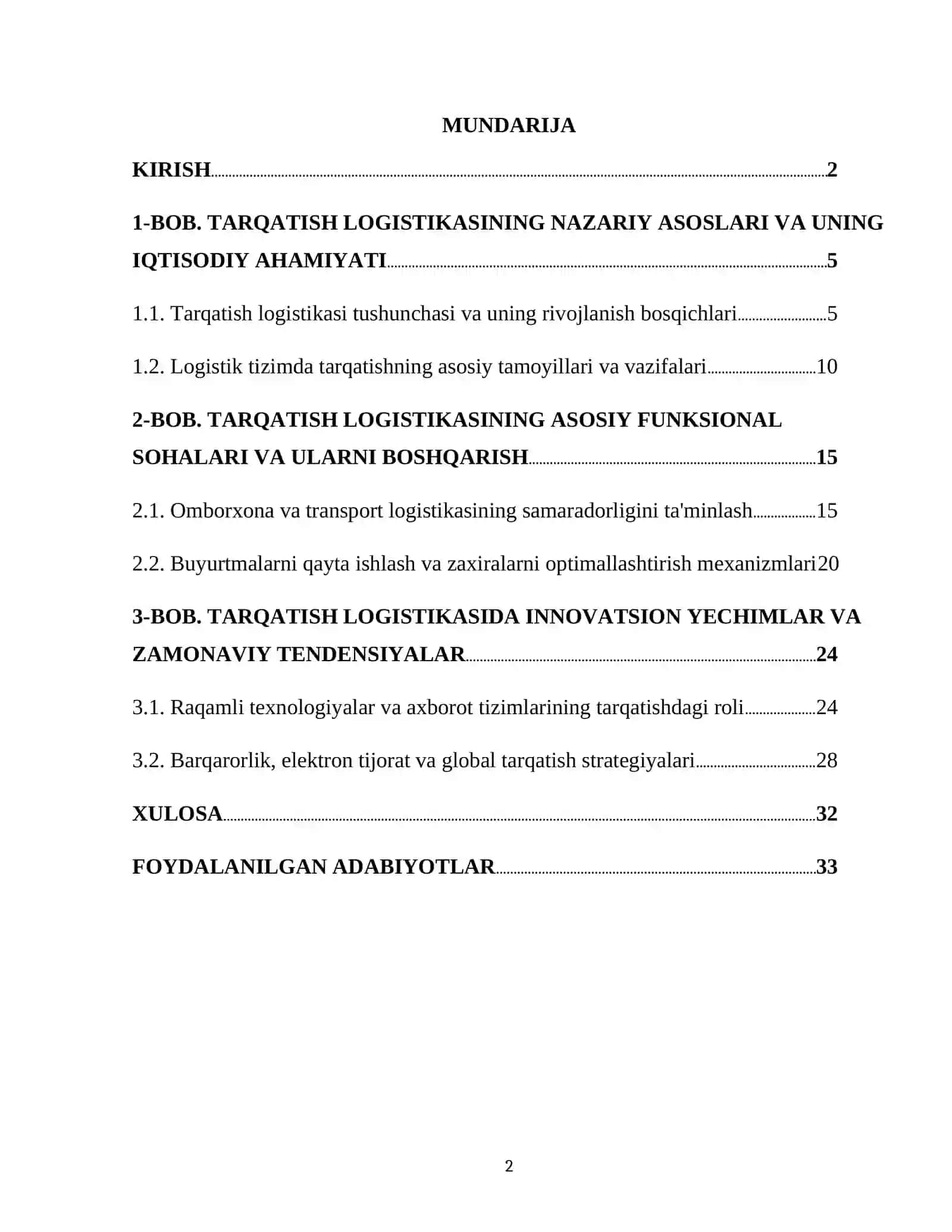 "TARQATISH LOGISTIKASINING ASOSIY VAZIFALARI" 2