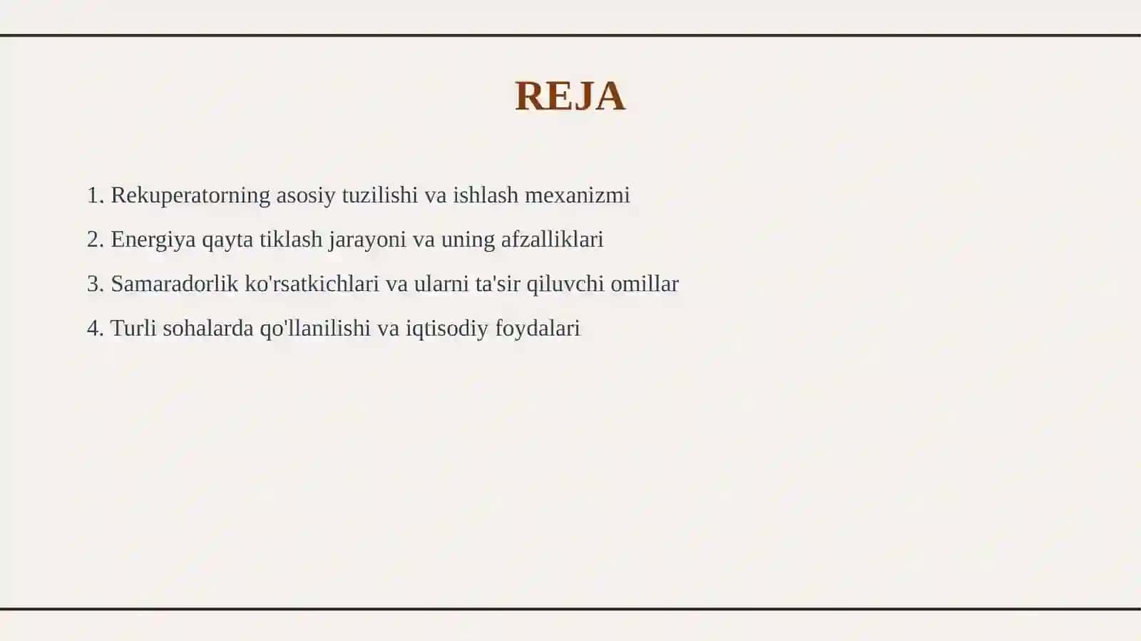 Rekupertor ishlash pirinsipi va samaradorligi 2