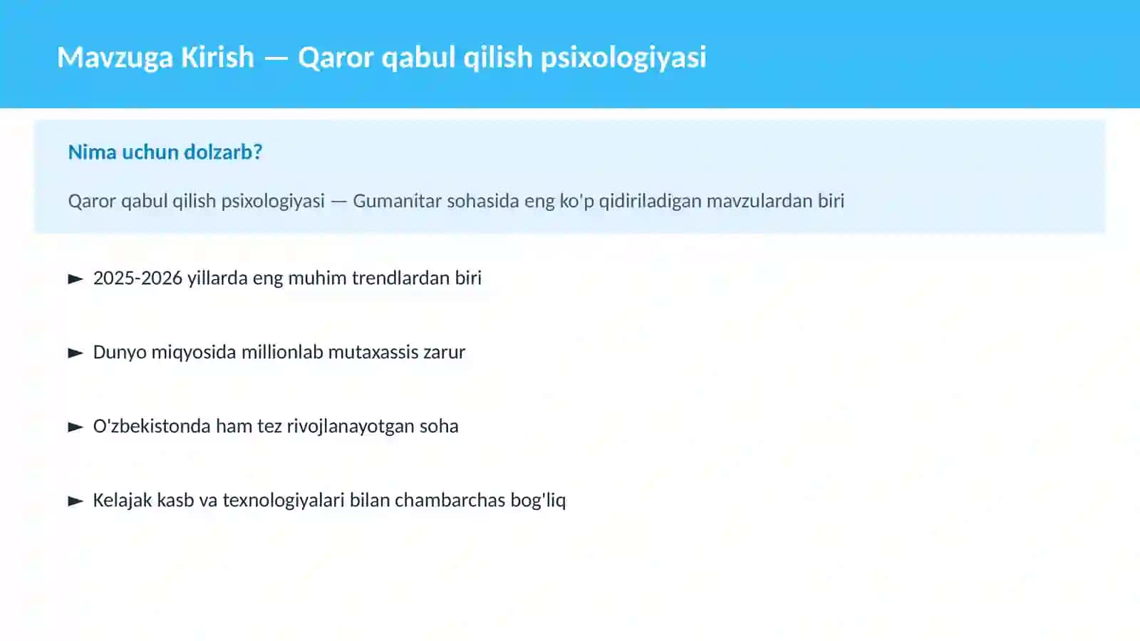 Qaror qabul qilish psixologiyasi 2