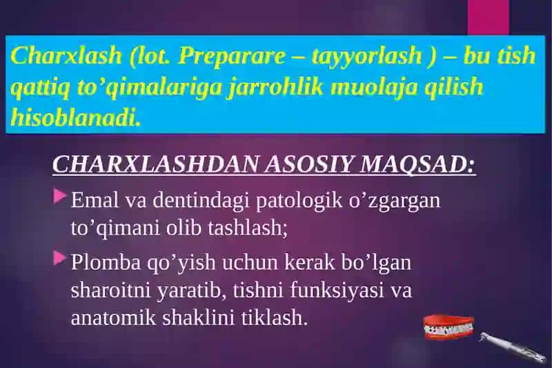 TISH QATTIQ TO’QIMASINI CHARXLASH ASOSLARI 2