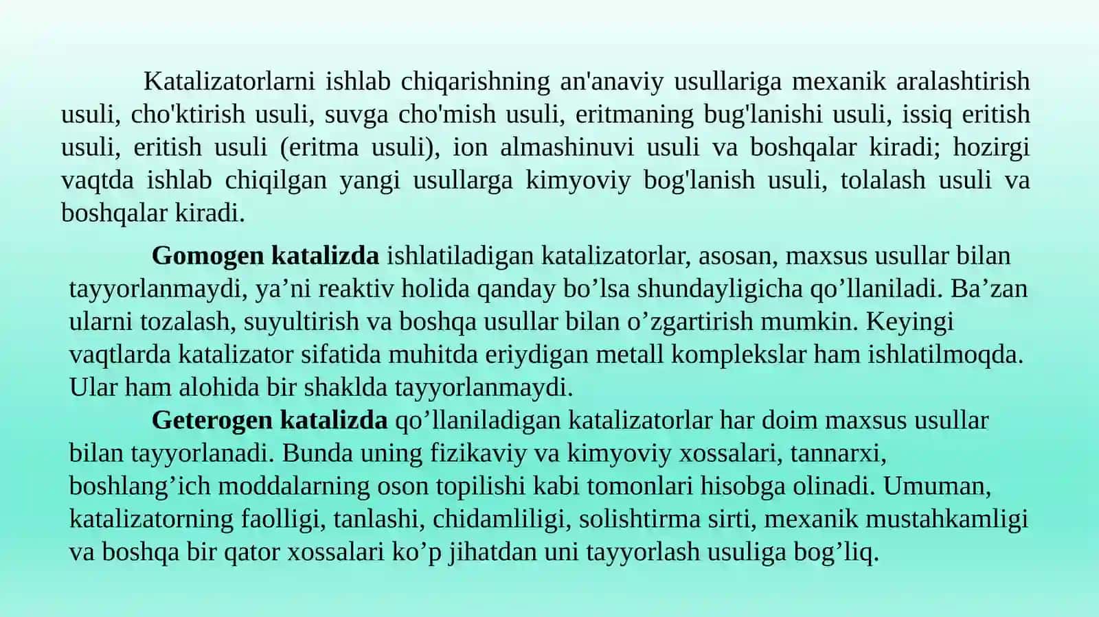 KATALIZATORLARNI TAYYORLASH USULLARI 2