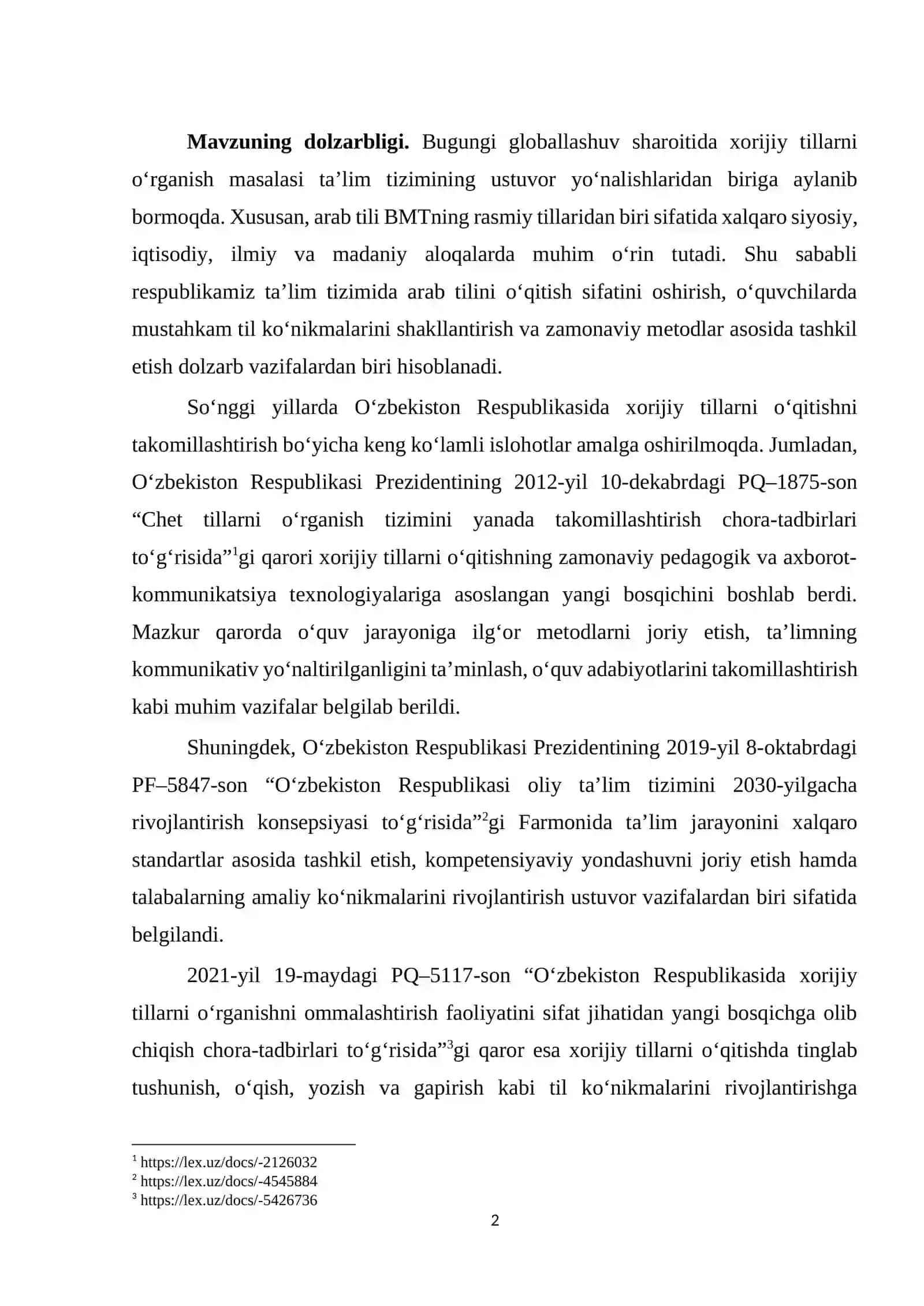 DIPLOM ISHI Til ko'nikmalarini rivojlantirishda arab darsliklaridagi topshiriqlar tizimi 2