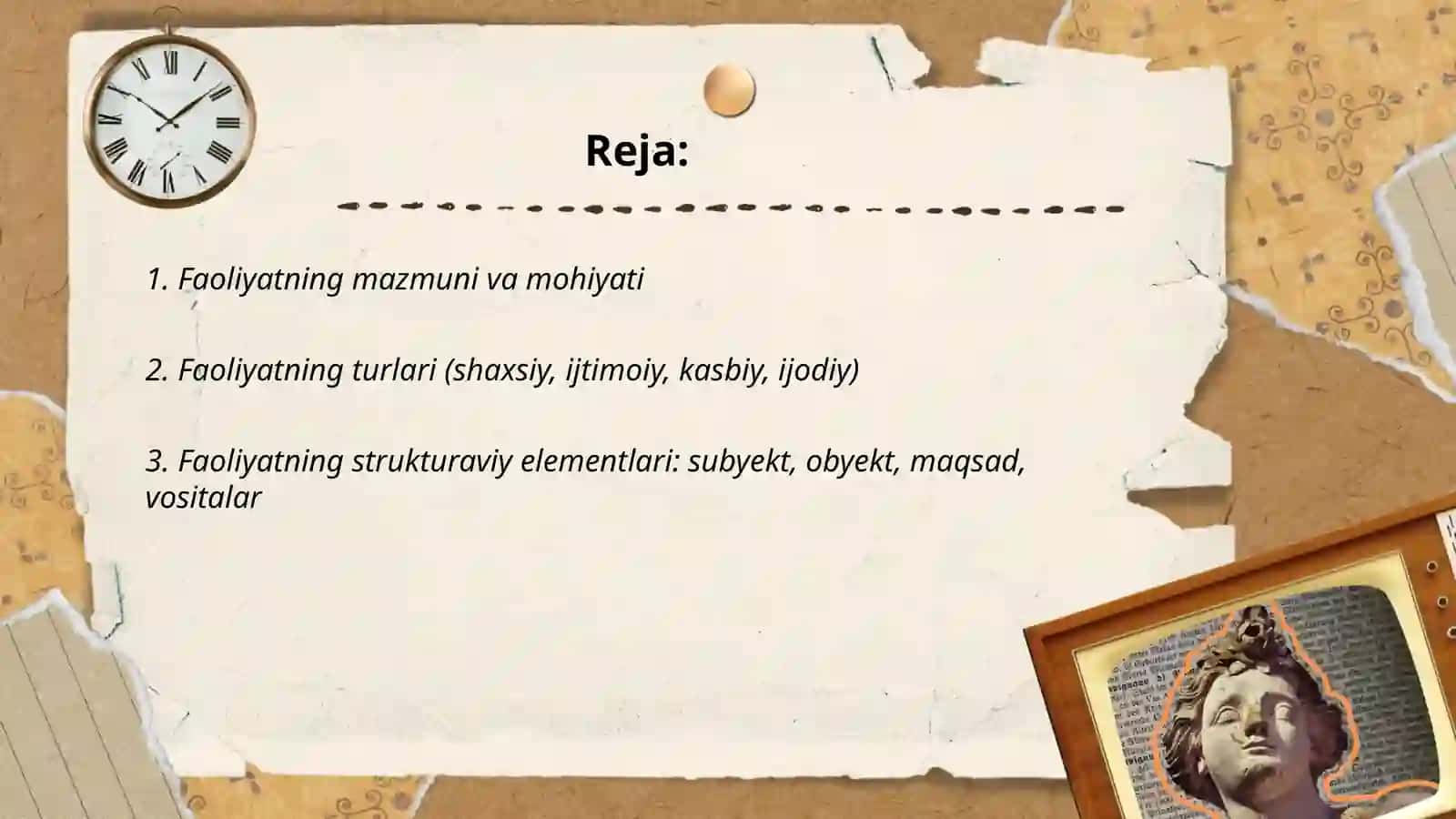 Faoliyatning o'ziga xosligi 2