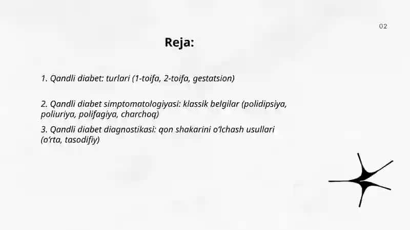 Qandli diabet: turlari (1-toifa, 2-toifa, gestatsion) 2