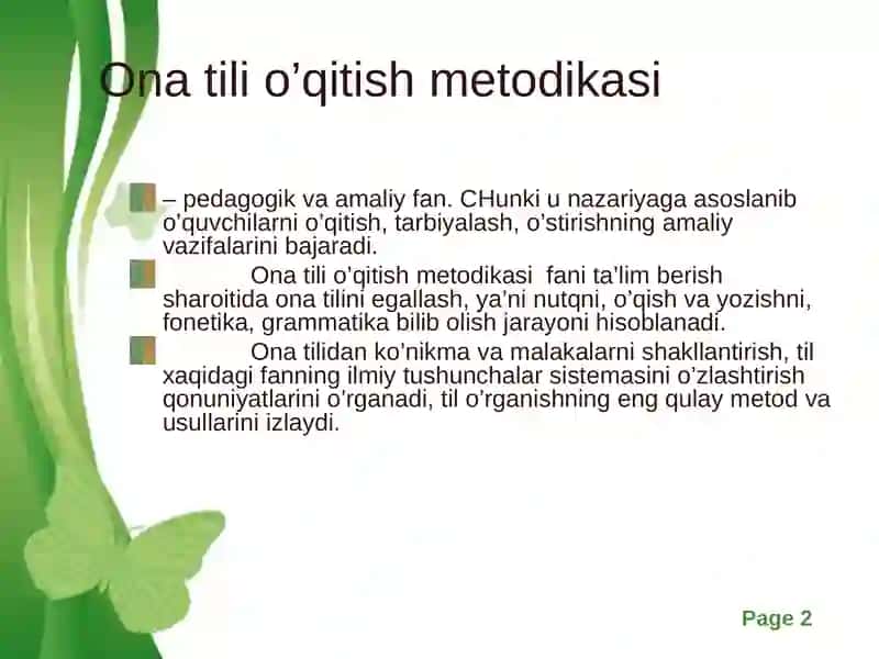 Ona tili o’qitish metodikasi 2