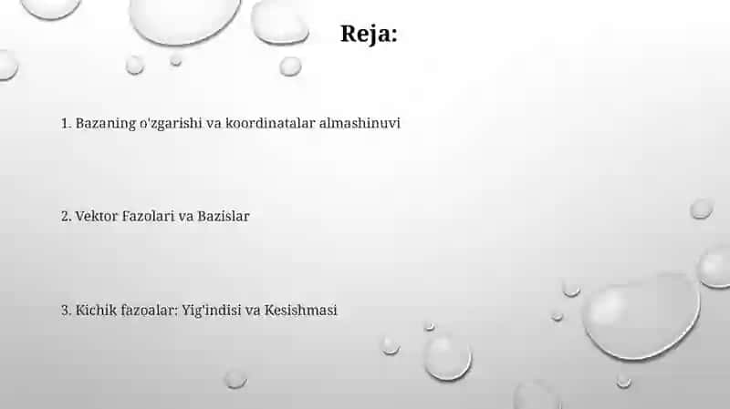 Vektor Fazolari va Bazislar 2