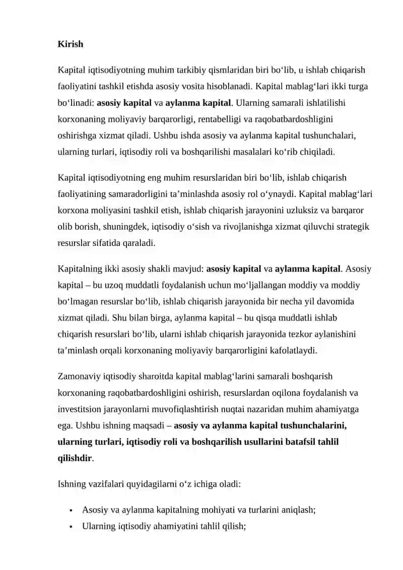 ASOSIY VA AYLANMA KAPITAL MABLAG‘LARI 2