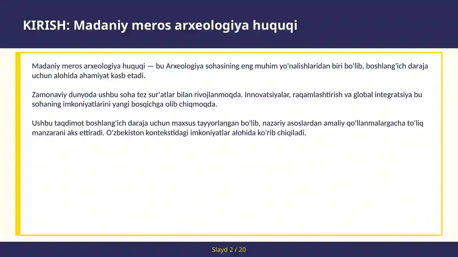 MADANIY MEROS ARXEOLOGIYA HUQUQI 2