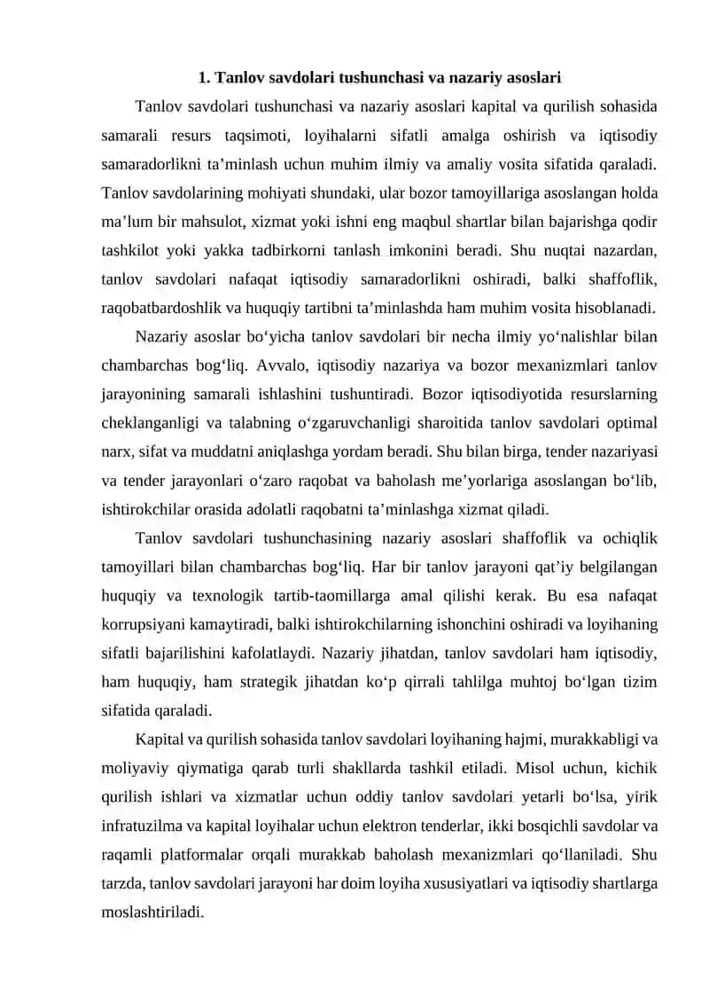 Kapital va qurilishda tanlov savdolari 2