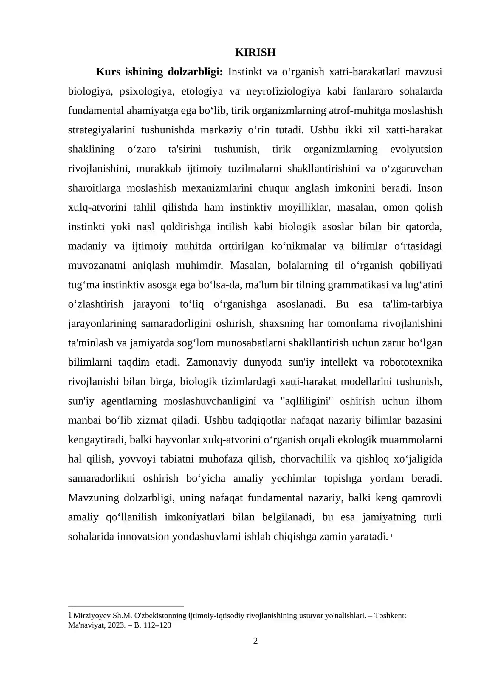 Instinkt va o‘rganish xatti-harakatlari 2