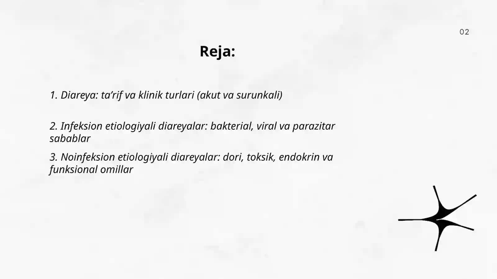 Diareya. Infeksion va noinfeksion etiologiyali diareyada differensial diagnostika 2