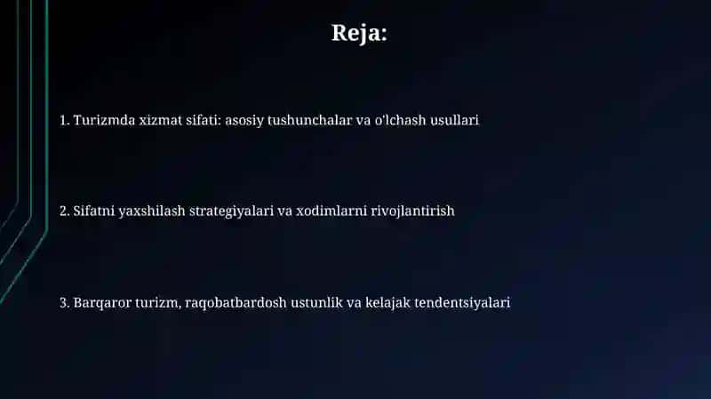 Turizm xizmatlar sifatini boshqarish 2