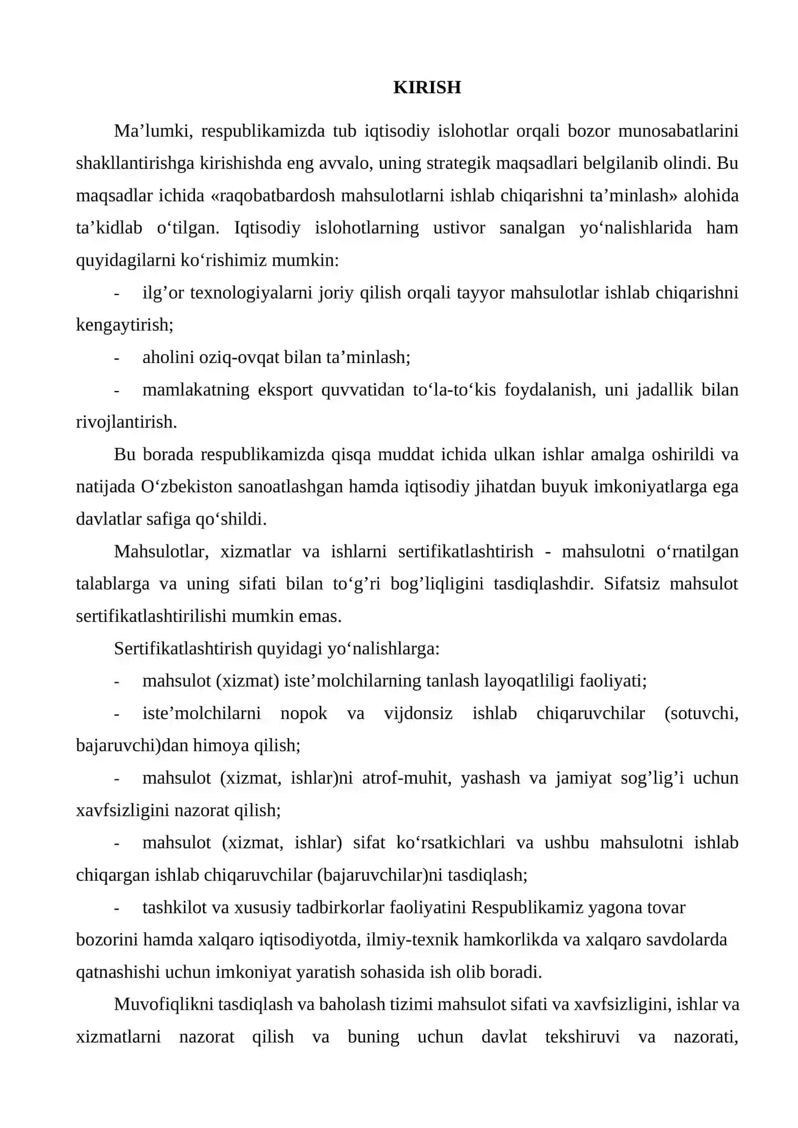 PLASTMASSA MAHSULOTLARINI SERTIFIKATLASHTIRISH TARTIBINI ISHLAB CHIQISH 2
