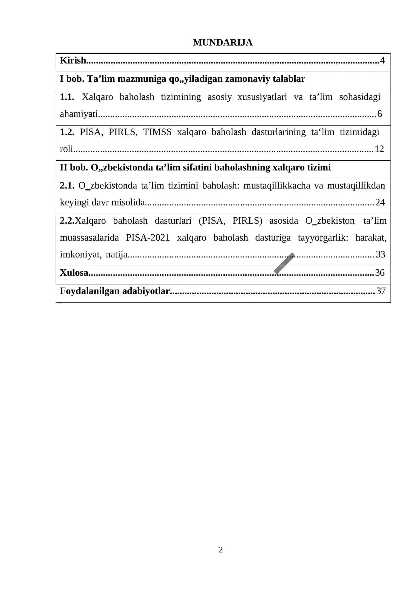 Ta’lim sifatini baholashning xalqaro tizimi 2