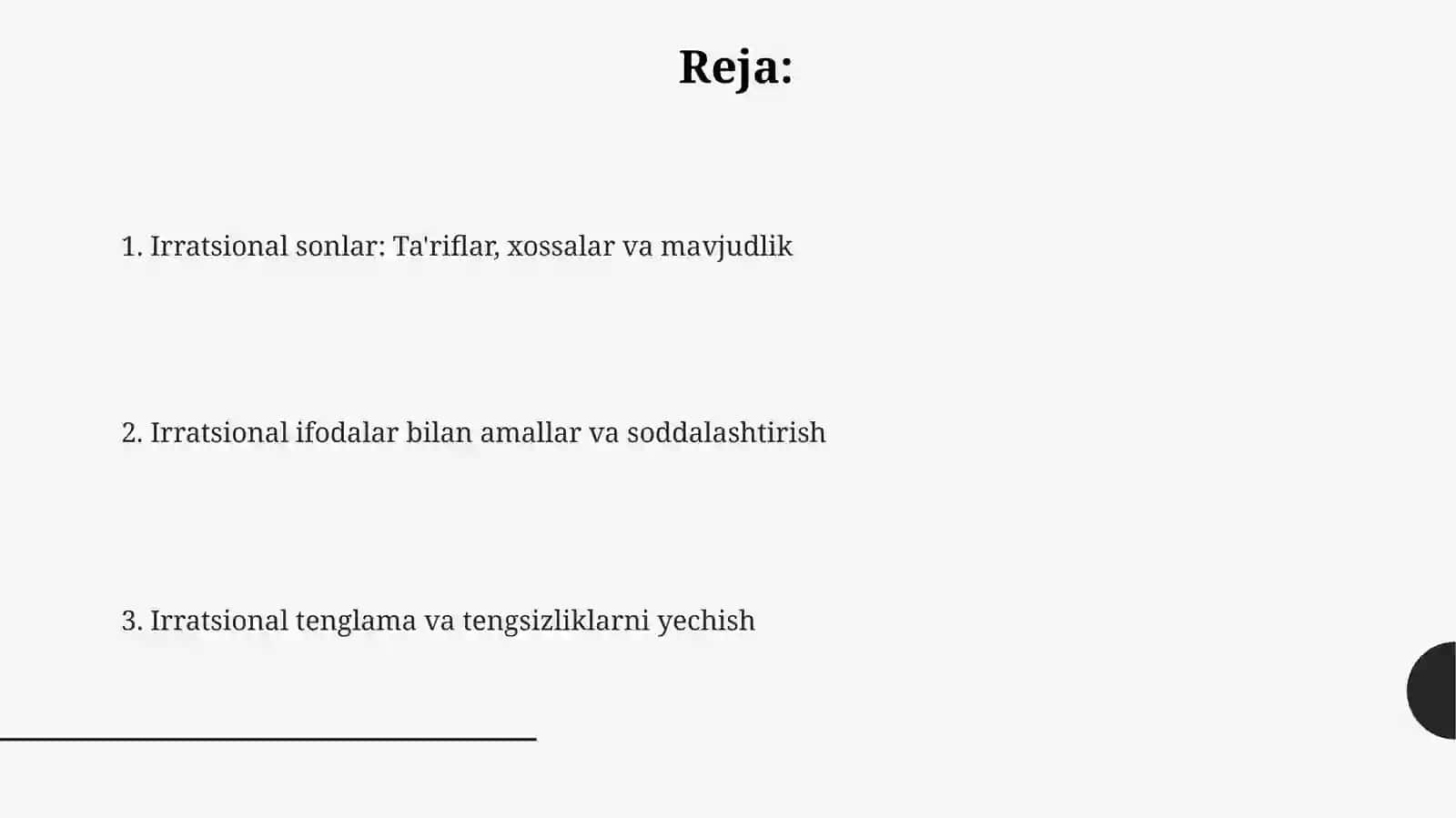 Irratsional sonlarga doir misollar yechish 2