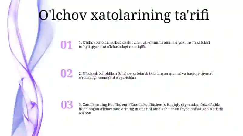 O'lchash Xatoliklari.Xatoliklarning Koeffitsienti 2