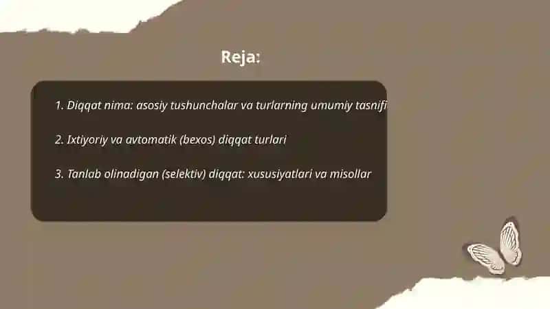 Diqqat turlari haqida Tushuncha 2
