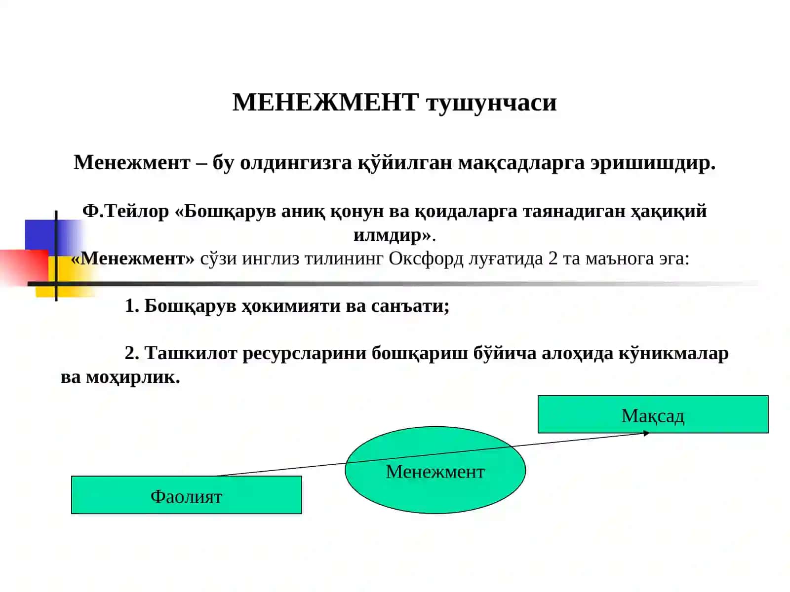 Менежмент тушунчаси 2