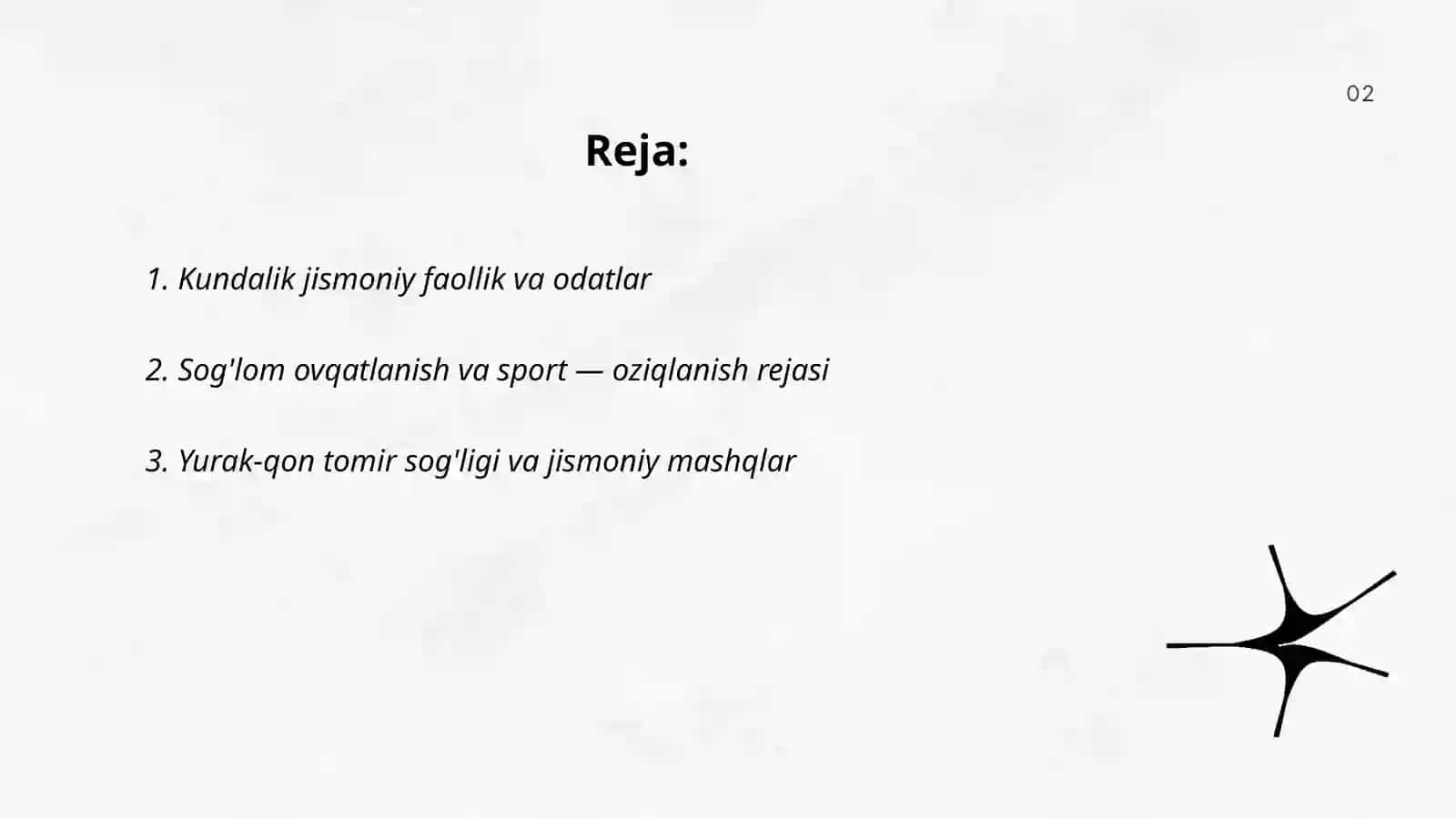 Kundalik jismoniy faollik va sog'lik rejas 2
