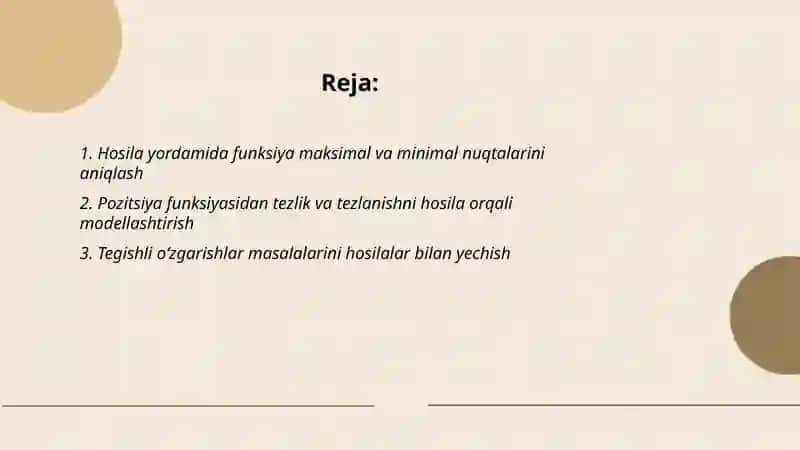 Hosila yordamida modellashtirish 2