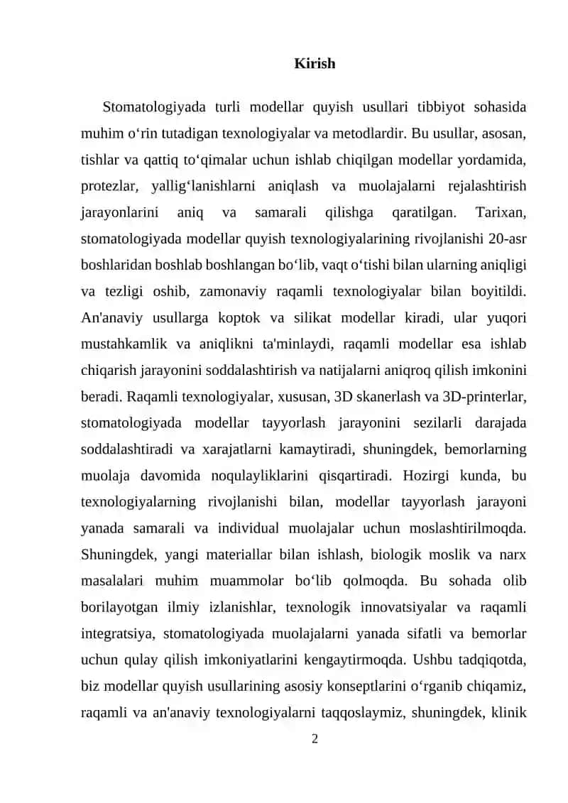 Modellar quyish texnologiyalari 2