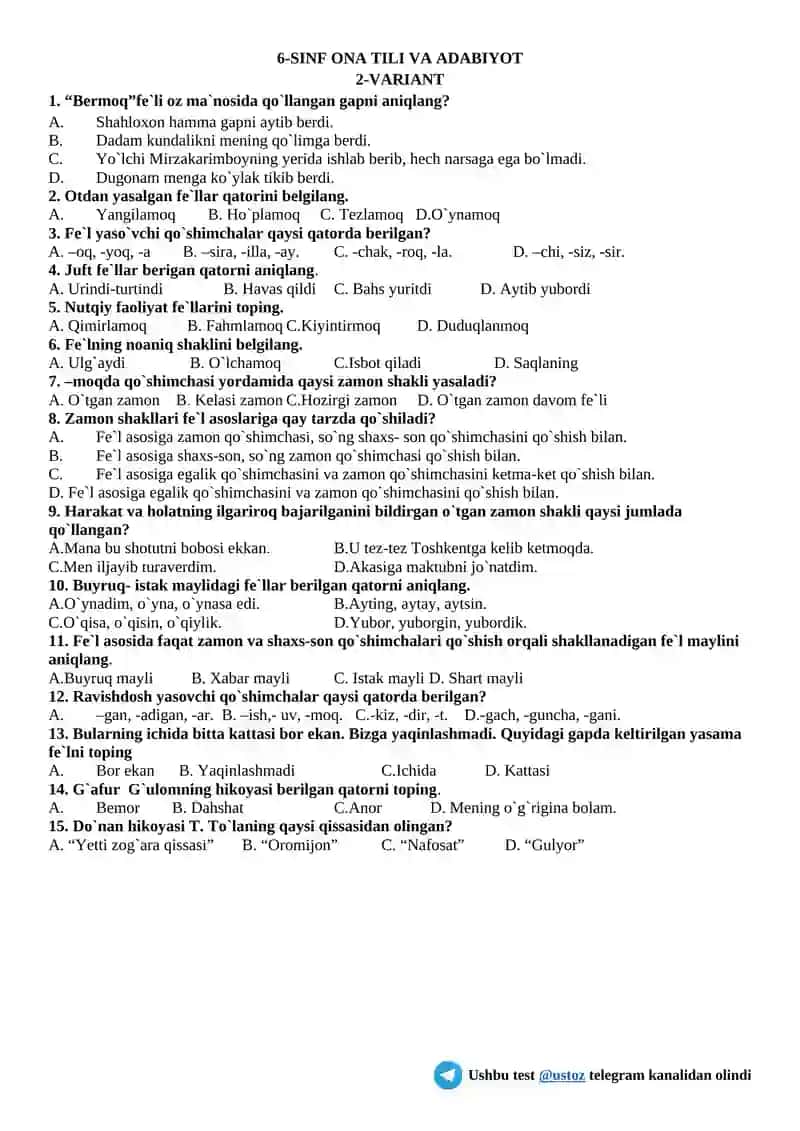 6-sinf Ona tili va adabiyot 2