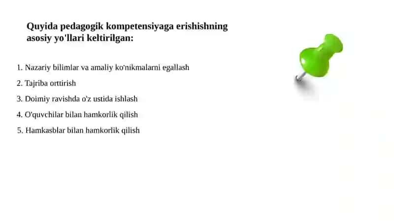 Pedagogik kompetensiya ga erishish yo'llari 2