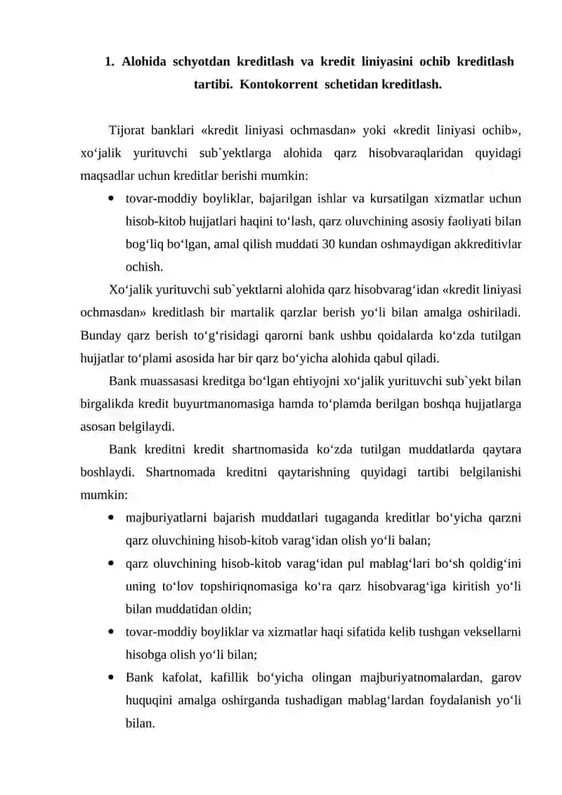 Kontokorrent schetidan kreditlash 2