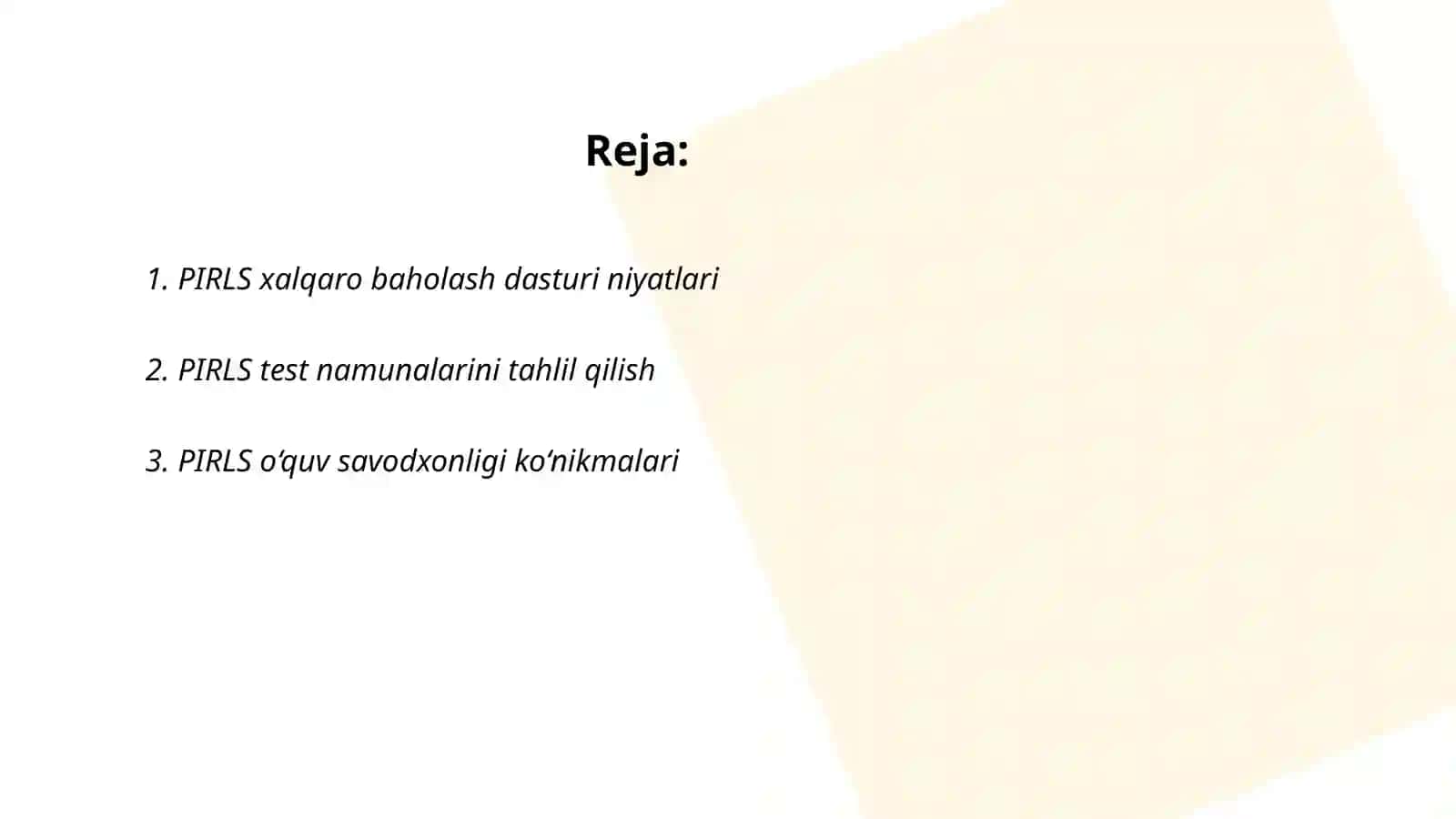 PIRLS xalqaro baholash dasturi 2