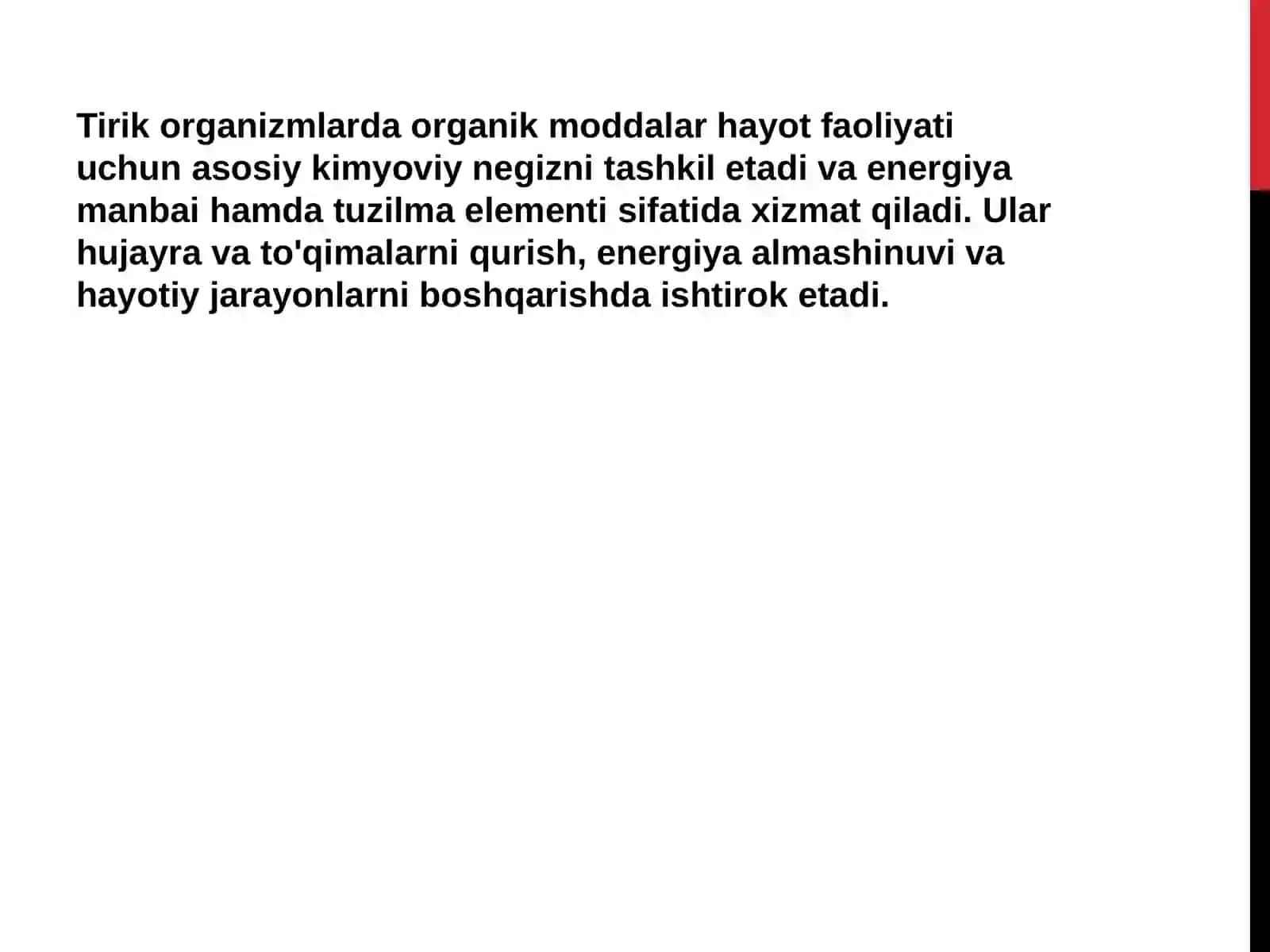 Tirik organizmlarda organik moddalarning roli 2