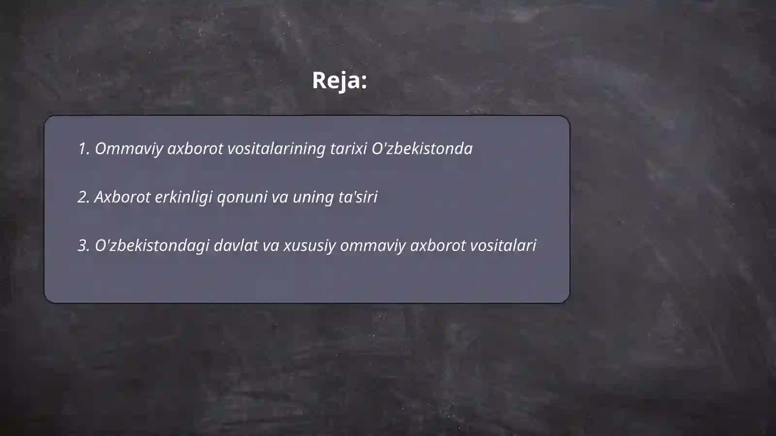 O'zbekiston Respublikasida ommaviy axborot vositalarining faoliyati 2