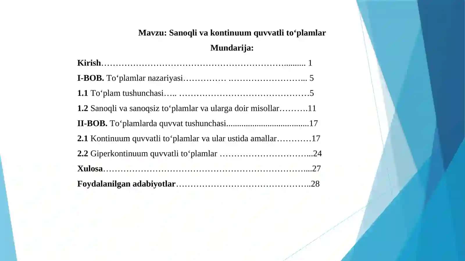 MATEMATIK ANALIZ FANIDAN 2