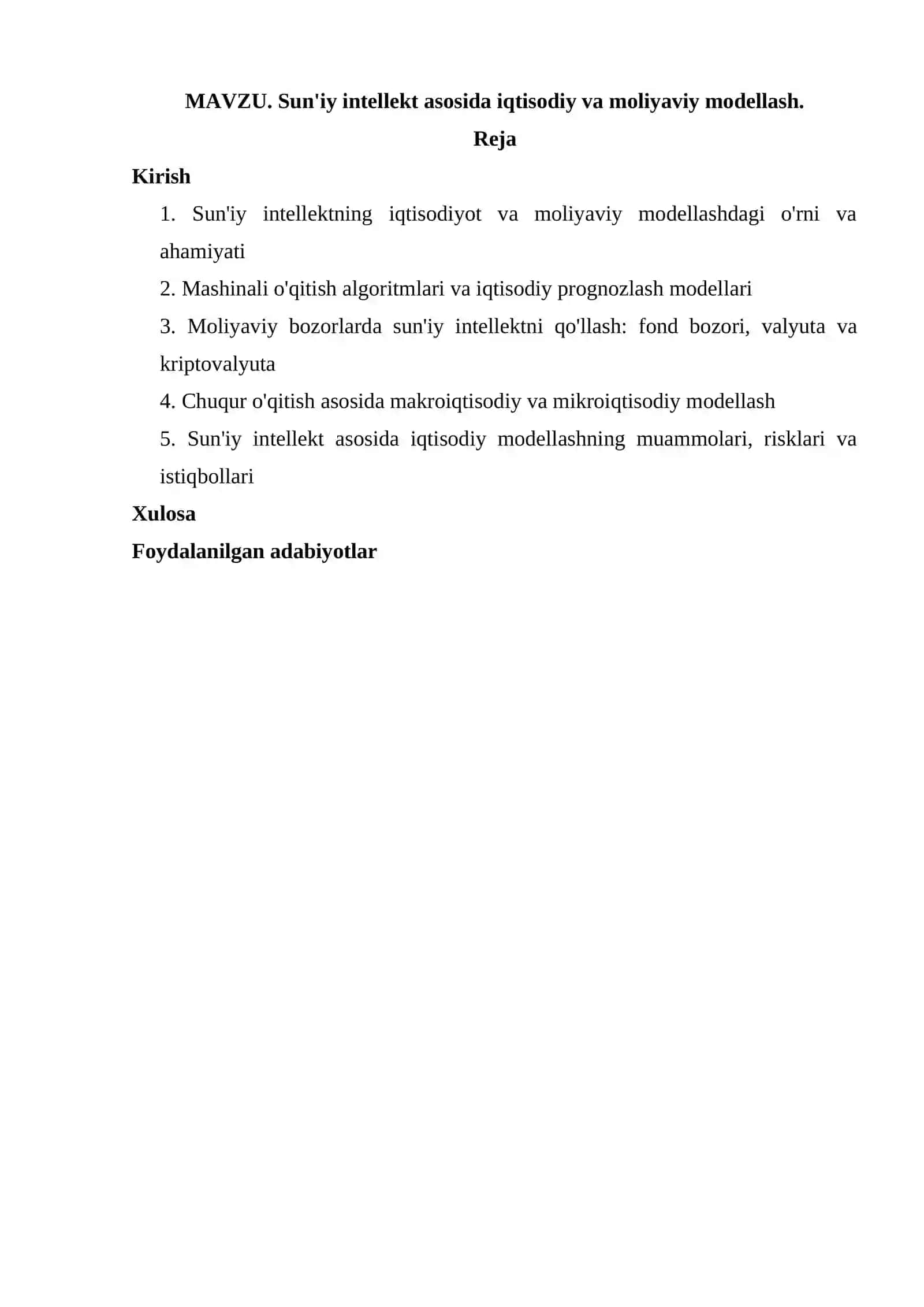 Sun'iy intellekt asosida iqtisodiy va moliyaviy modellash 2