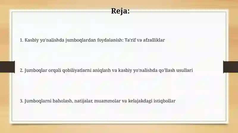 Kasb-hunargayo'naltirishdaboshqotirmalardanfoydalanish 2