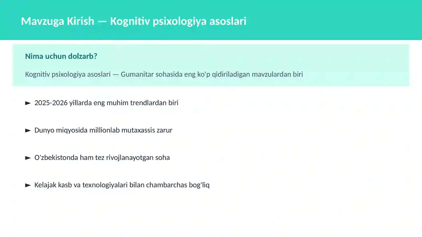 Kognitiv psixologiya asoslari 2