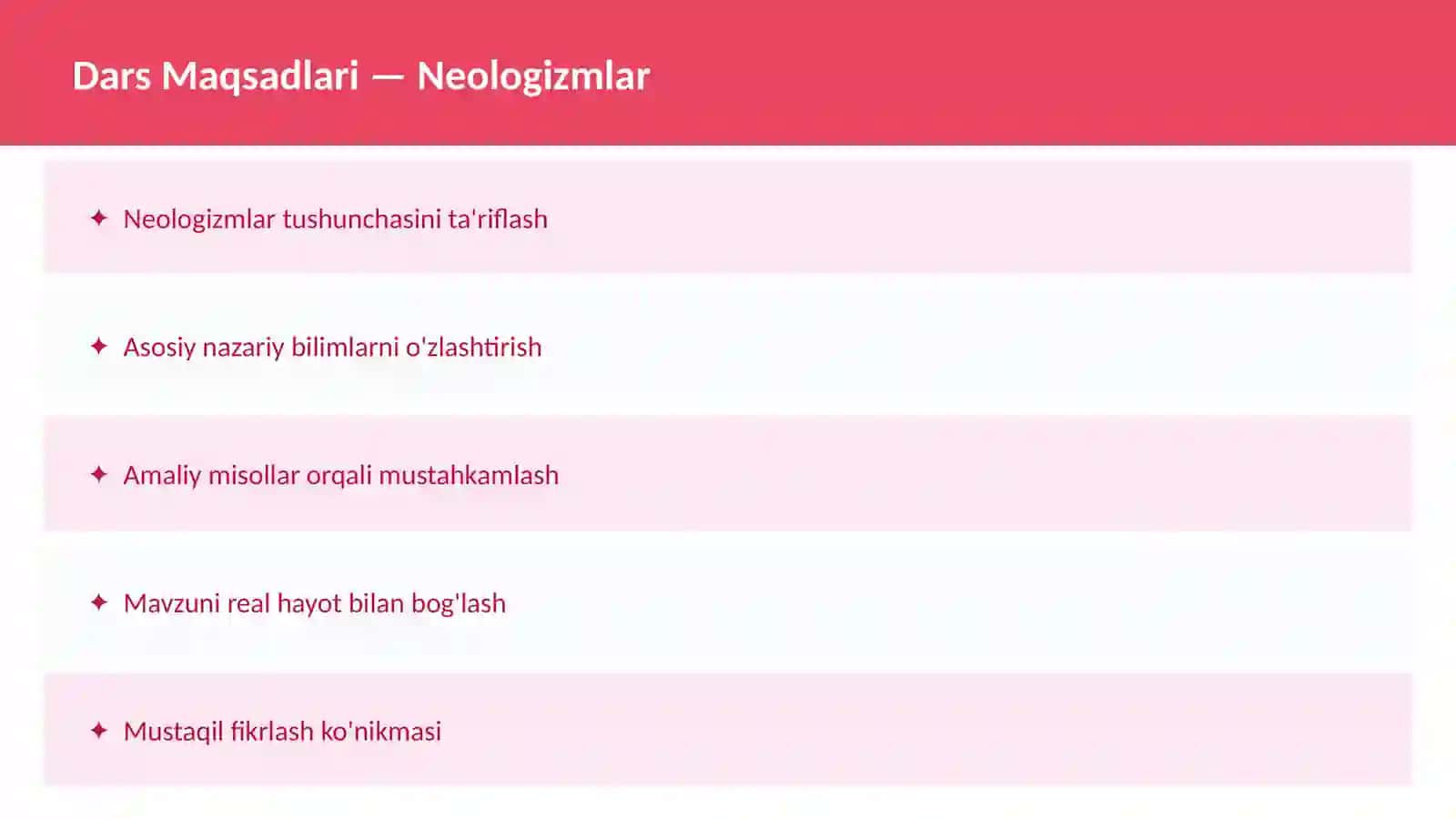 O'ZBEK TILI Arxaizmlar Dars ishlanma 2