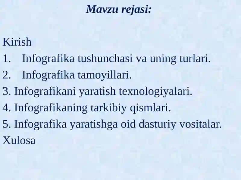 Infografika vositalari va yaratishtexnologiyasi 2