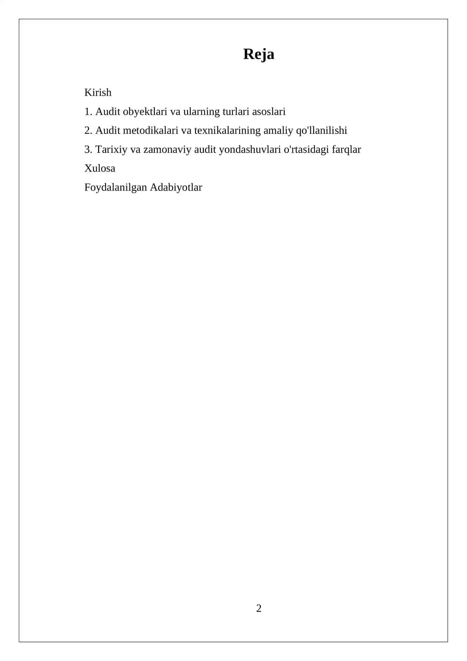 BOSHQA TARMOQLARDA AUDIT FANINING OBYEKT VA METODIKASI 2
