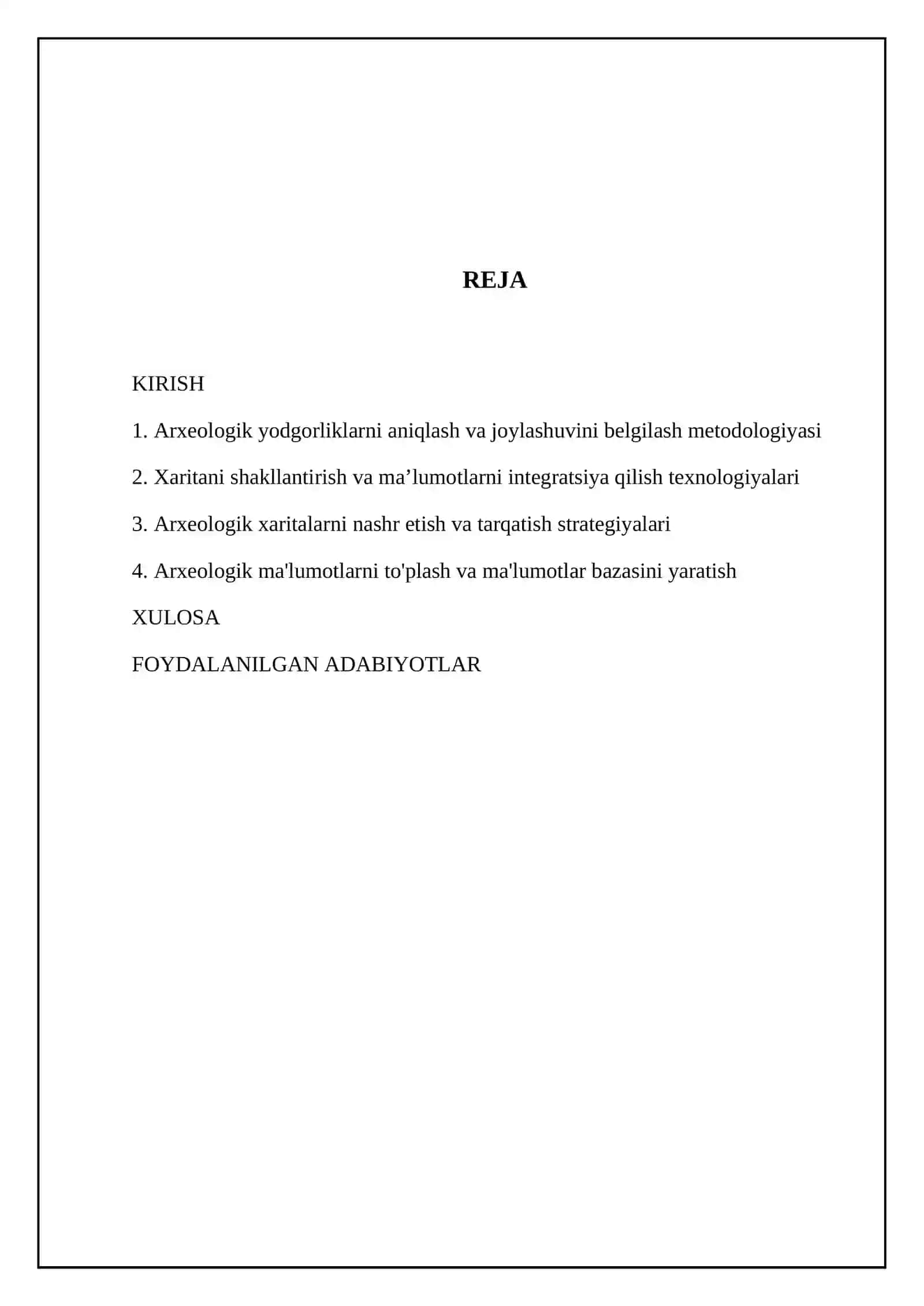 Arxeologik yodgorliklar xaritasini yaratish va nashr etish 2