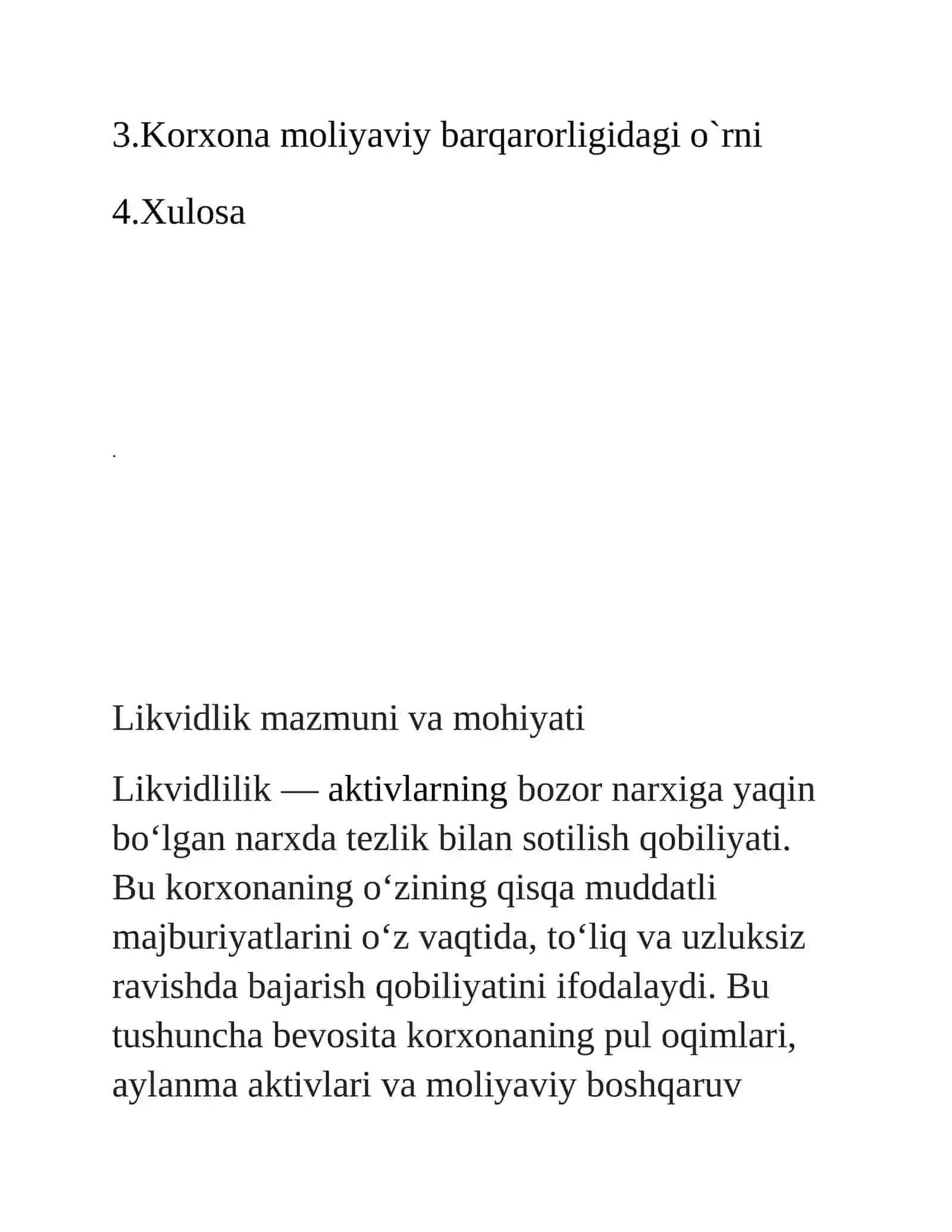 Likvidlik ko`rsatkichlari tahlil 2