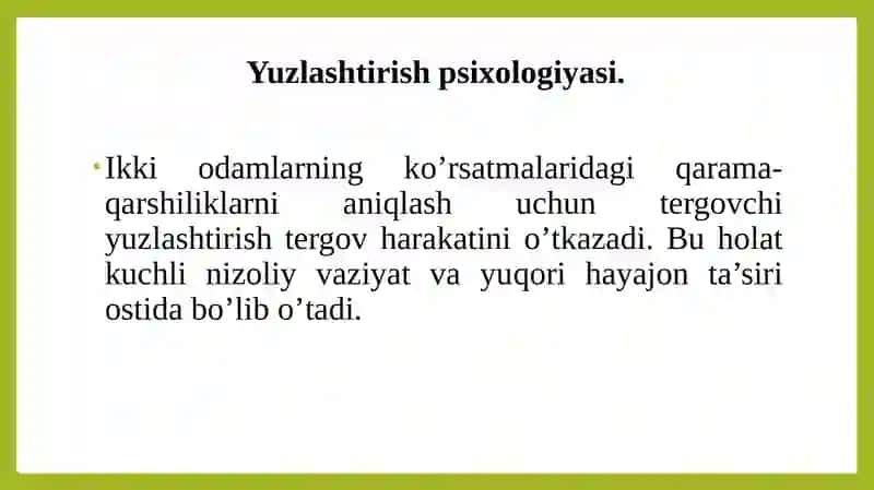 Yuzlashtirish psixologiyasi 2