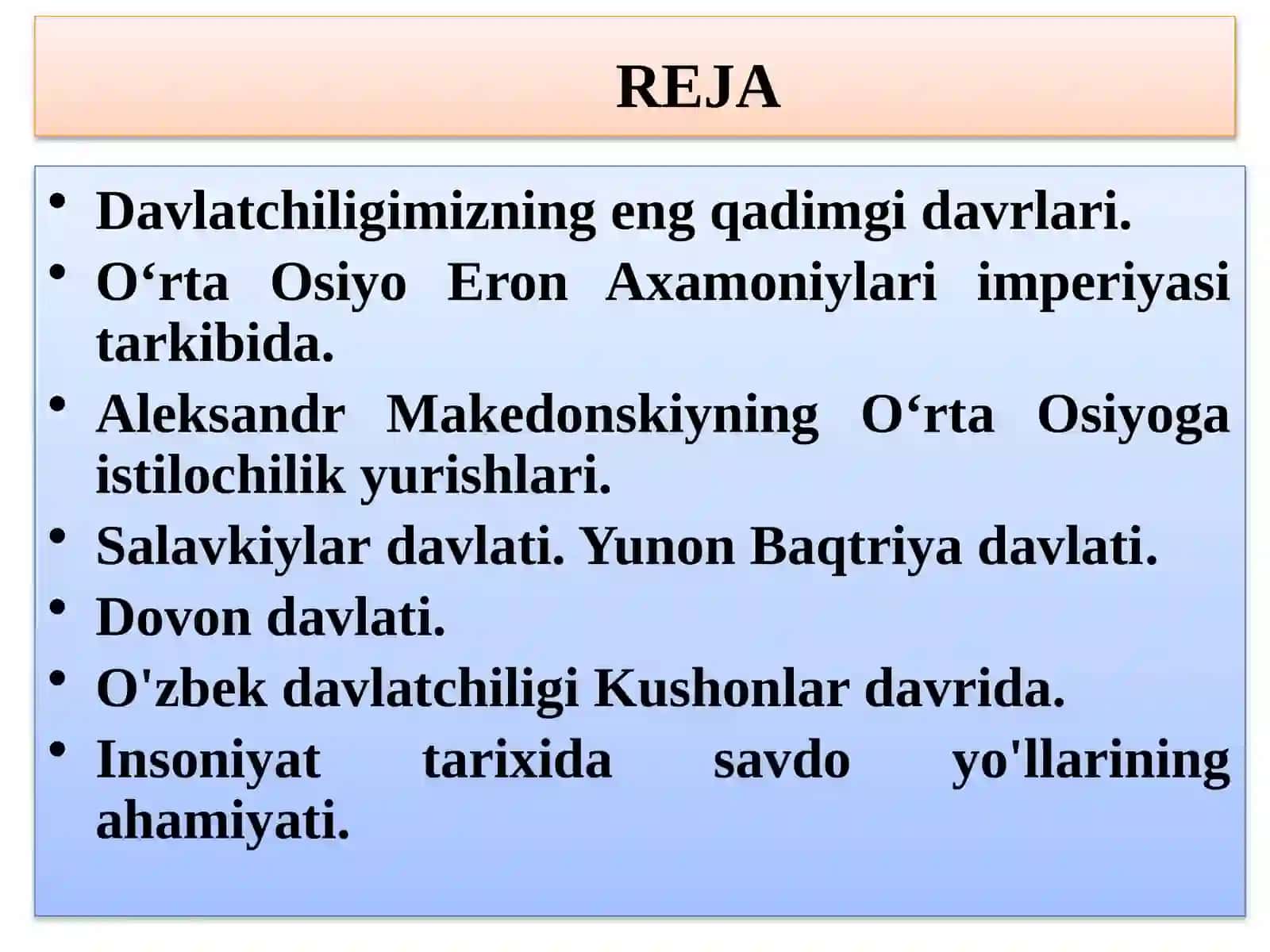 O'ZBEKDAVLATCHILIGINING SHAKLLANISHI VA DASTLABKI TARAQQIYOTBOSQICHLARI 2