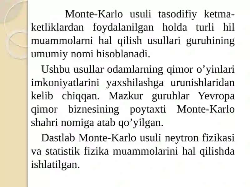 Monte-Karlo usuli 2