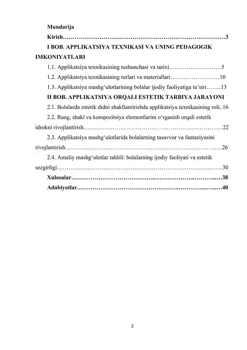 Applikatsiya texnikasining estatik tarbiyada ahamiyati. 2