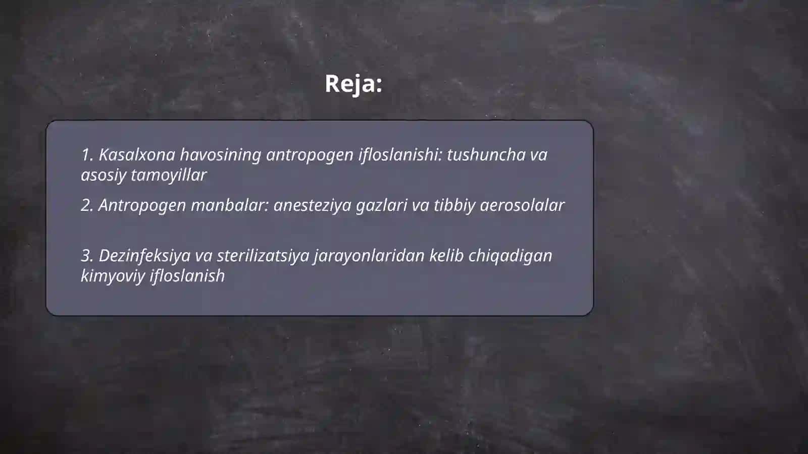 Kasalxonalari havosining antropogen ifloslanishi haqida tushuncha 2