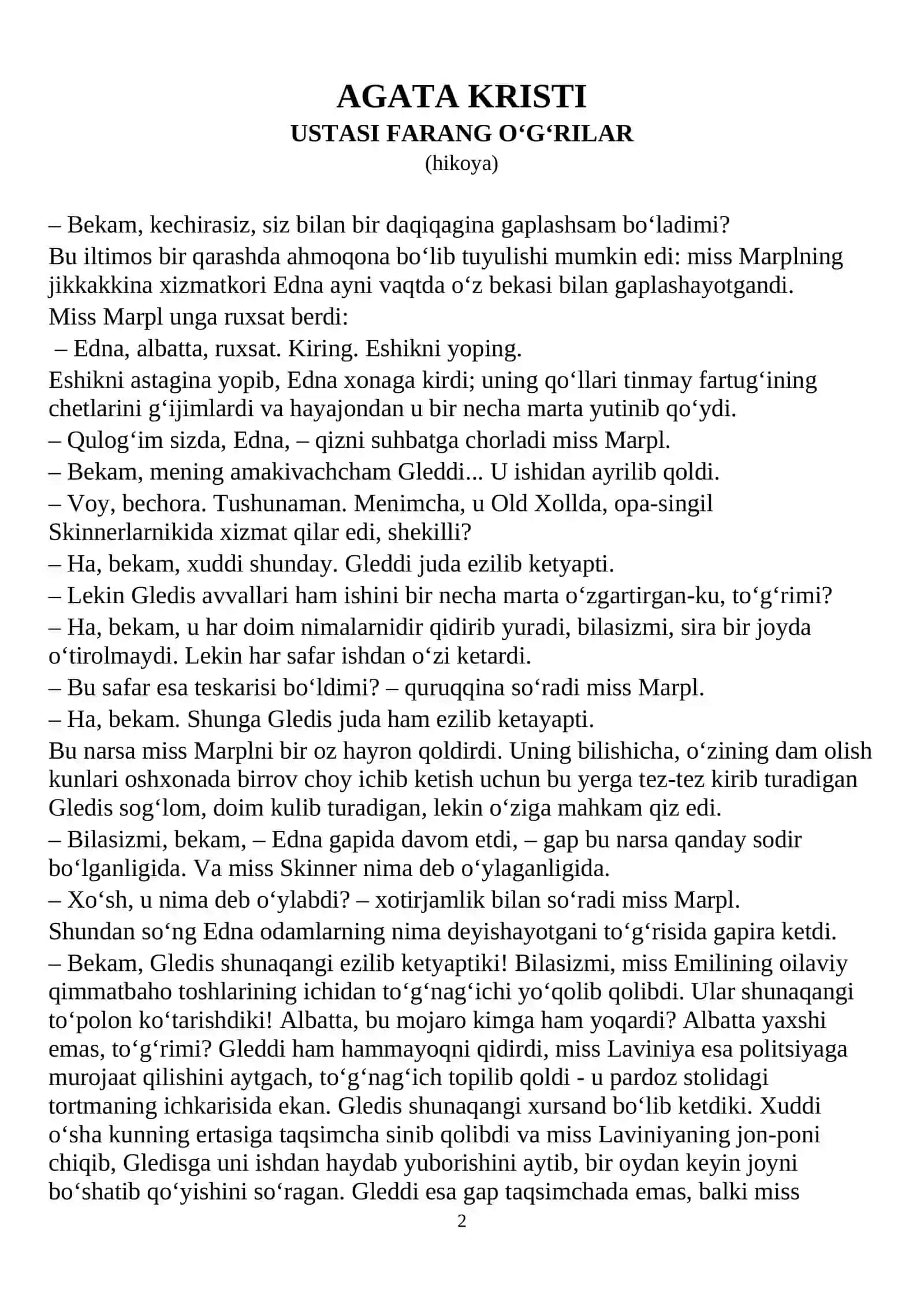 AGATA KRISTI - Ustasi farang o‘g‘rilar (hikoya) 2
